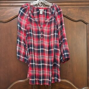 Catherines Plaid Blouse- Size 3X